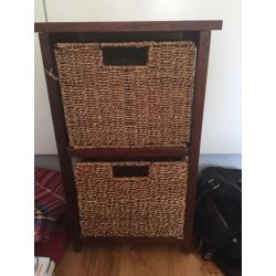 Brown wicker draw unit