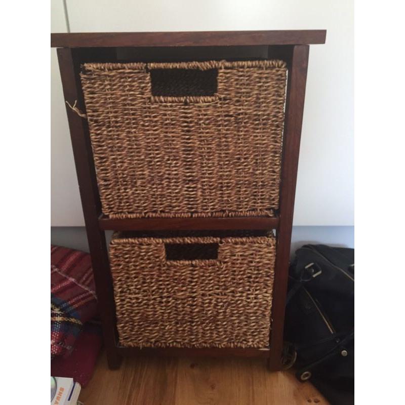 Brown wicker draw unit