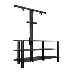 LOGIK Modern TV Stand Unit with Television Bracket - Black Glass and Metal EX-DISPLAY in BOX