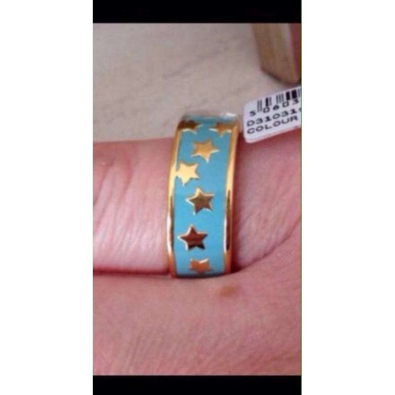 Brand New! Astley Clarke 18ct gold vermeil enamel ring
