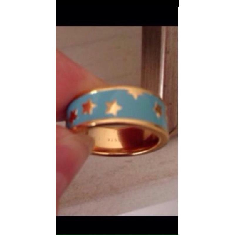 Brand New! Astley Clarke 18ct gold vermeil enamel ring