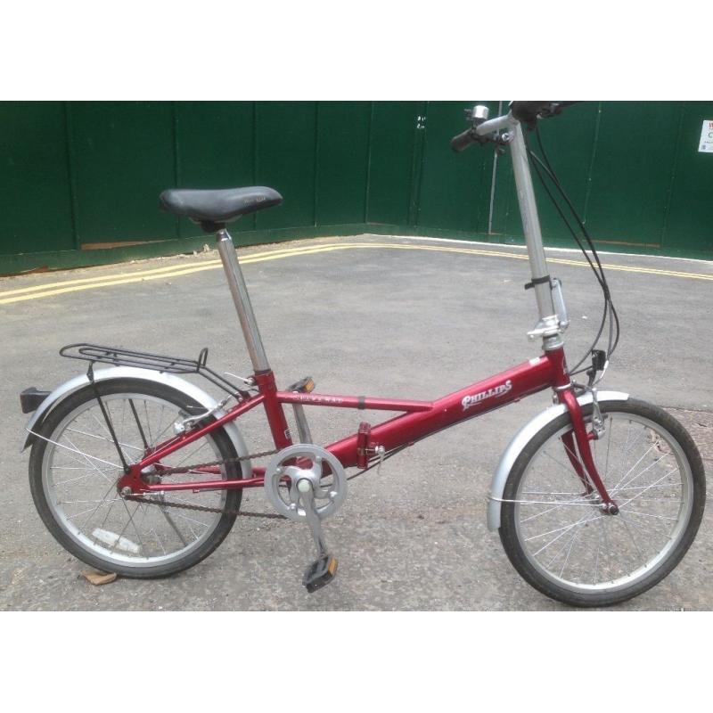 Raleigh Phillips 'Parkway' 3 speed Red folding bike fold up bicycle