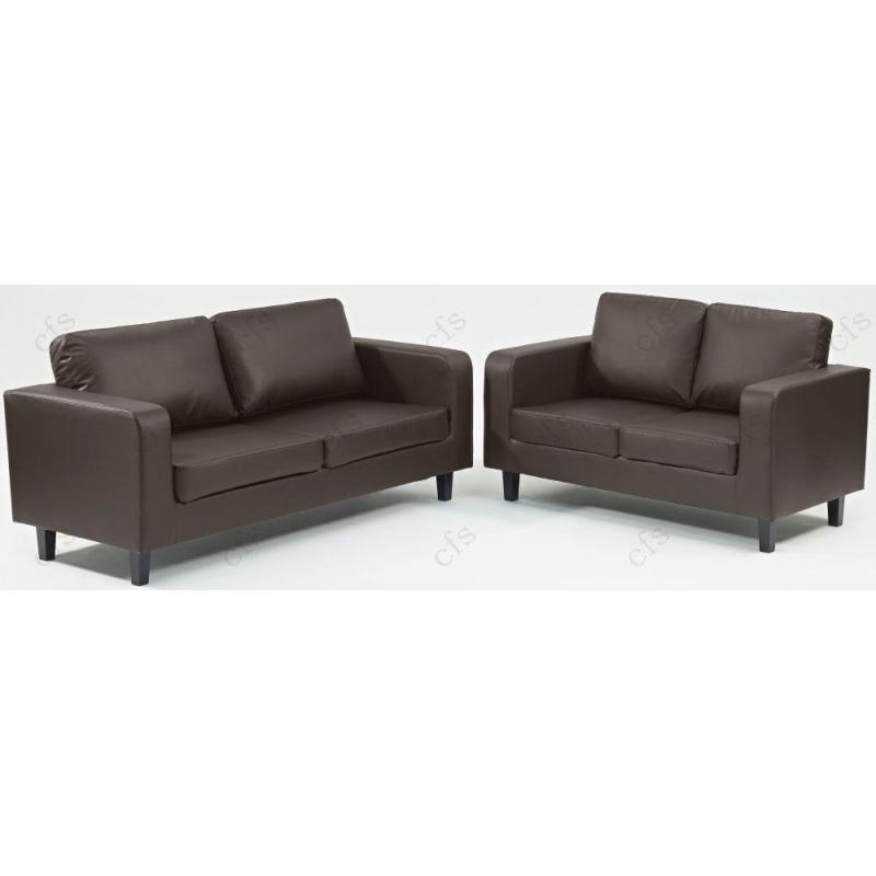 *Cheap Price* Good Quality Leather 3 2 Seater Sofa Set Black / Brown