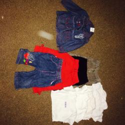 Bundle of girls 6-12 mth clothes. 1 x Next summer trousers, 3 M&S short bodysuits, rest unbranded.