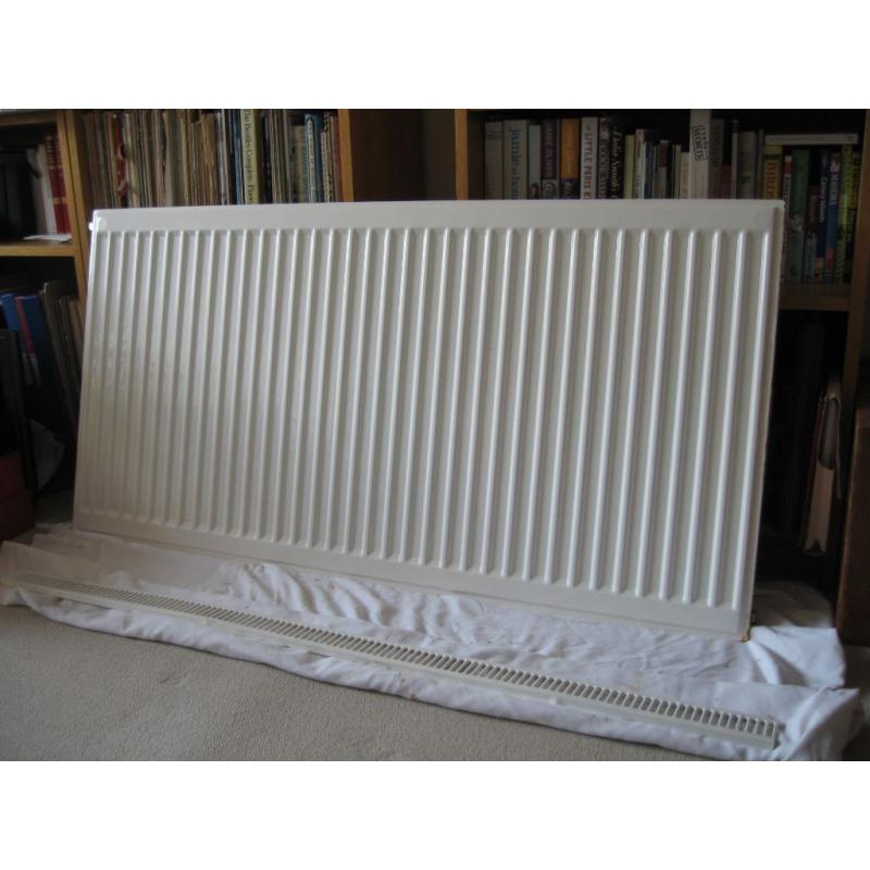 White radiator with grille cover