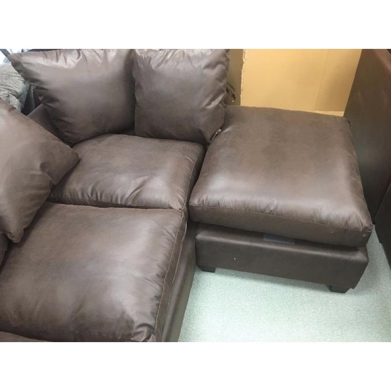 Brown Leather Corner Sofa ..Brand New and Never Used