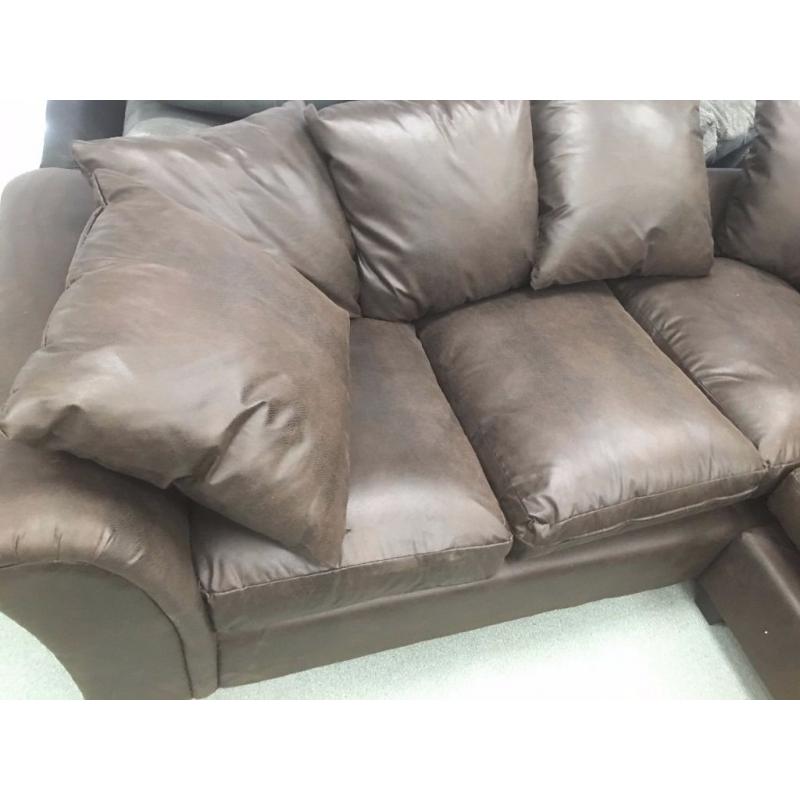 Brown Leather Corner Sofa ..Brand New and Never Used