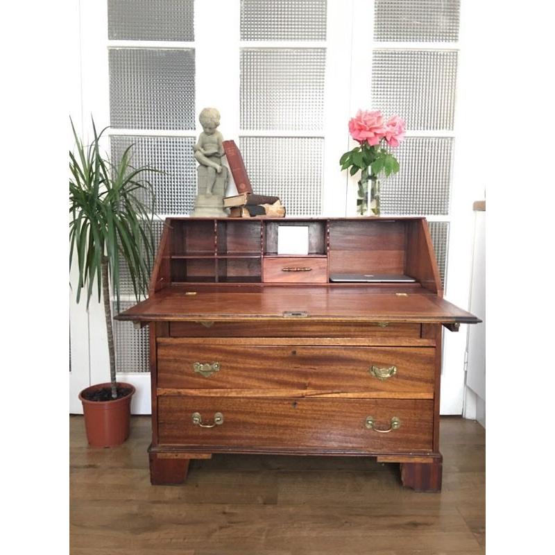 FREE DELIVERY ANTIQUE CHEST DESK BURRAU SOLID WOOD CHEST OF DRAWER
