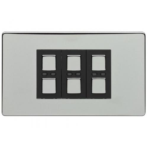 LightwaveRF Connect RF 3-Gang Master Dimmer in Stainless Steel