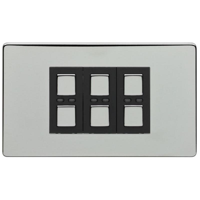 LightwaveRF Connect RF 3-Gang Master Dimmer in Stainless Steel