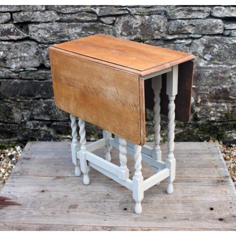 Gateleg Barley Twisted Table - Shabby Chic - Hand Painted in Annie Sloan Country Grey Chalk Paint