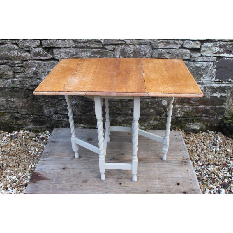 Gateleg Barley Twisted Table - Shabby Chic - Hand Painted in Annie Sloan Country Grey Chalk Paint