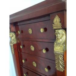 TWO red/chestnut drawer chests - identical with 7 drawers each