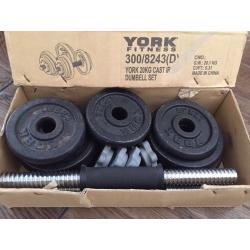 YORK Fitness 20KG Interchangeable Cast Iron Dumbell Set