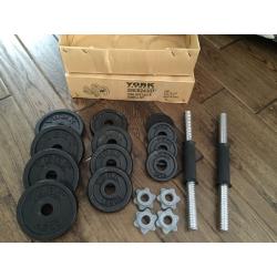 YORK Fitness 20KG Interchangeable Cast Iron Dumbell Set