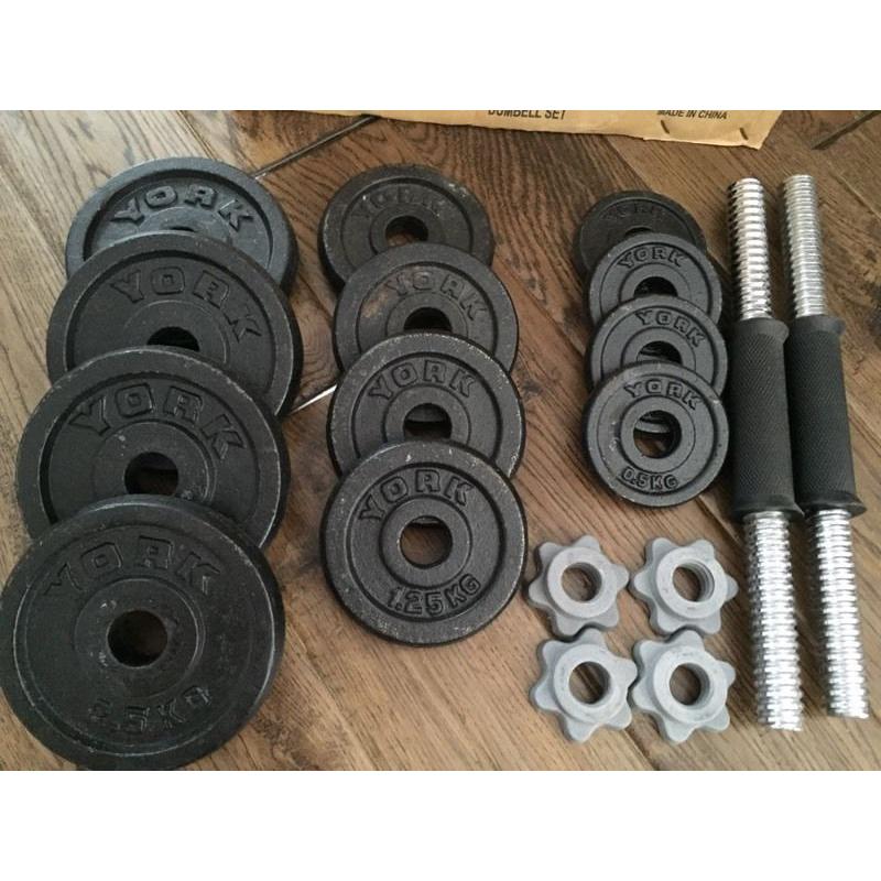 YORK Fitness 20KG Interchangeable Cast Iron Dumbell Set