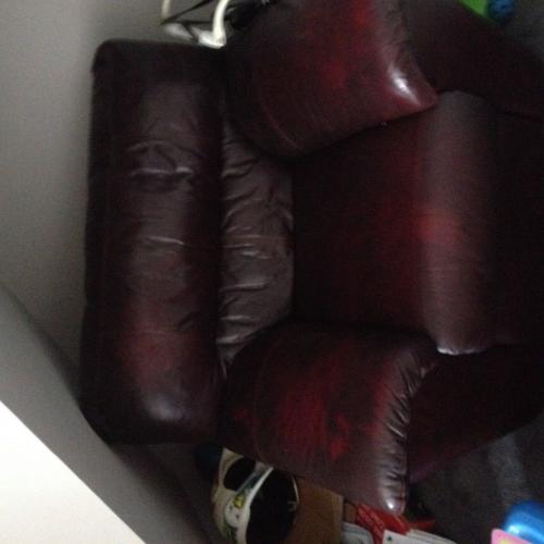 3 piece leather suite and storage stool