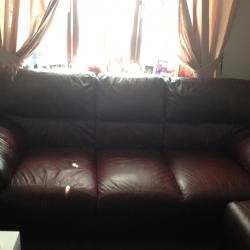 3 piece leather suite and storage stool