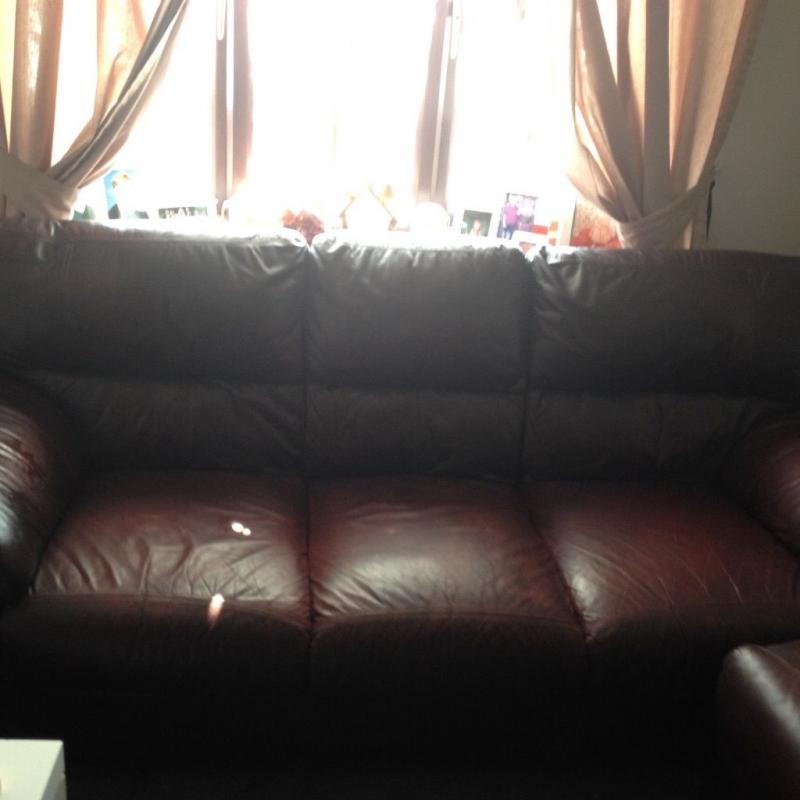 3 piece leather suite and storage stool