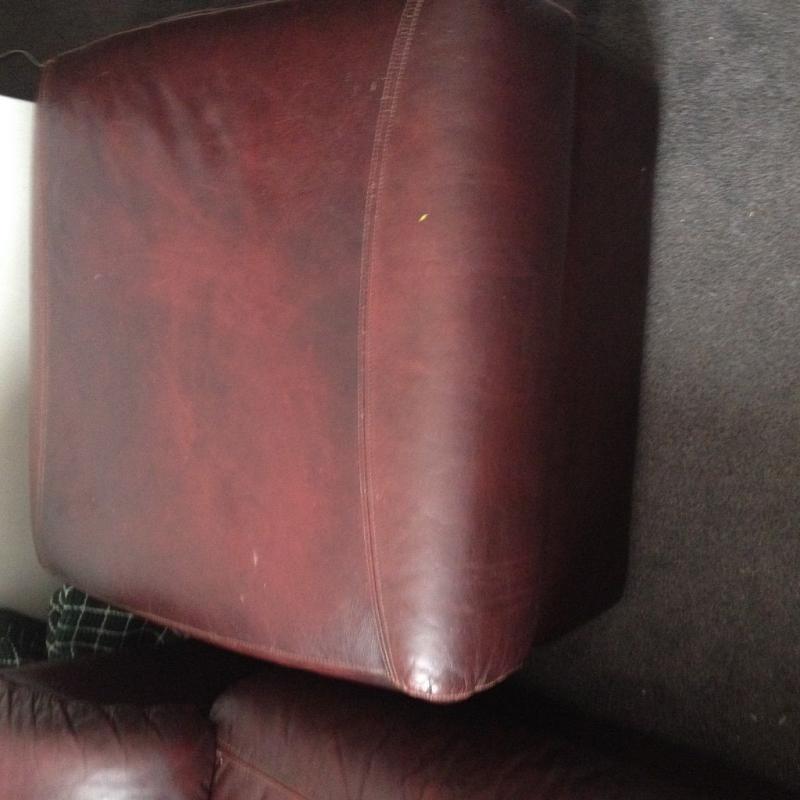 3 piece leather suite and storage stool