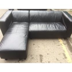 Black leather corner sofa. Can deliver!!
