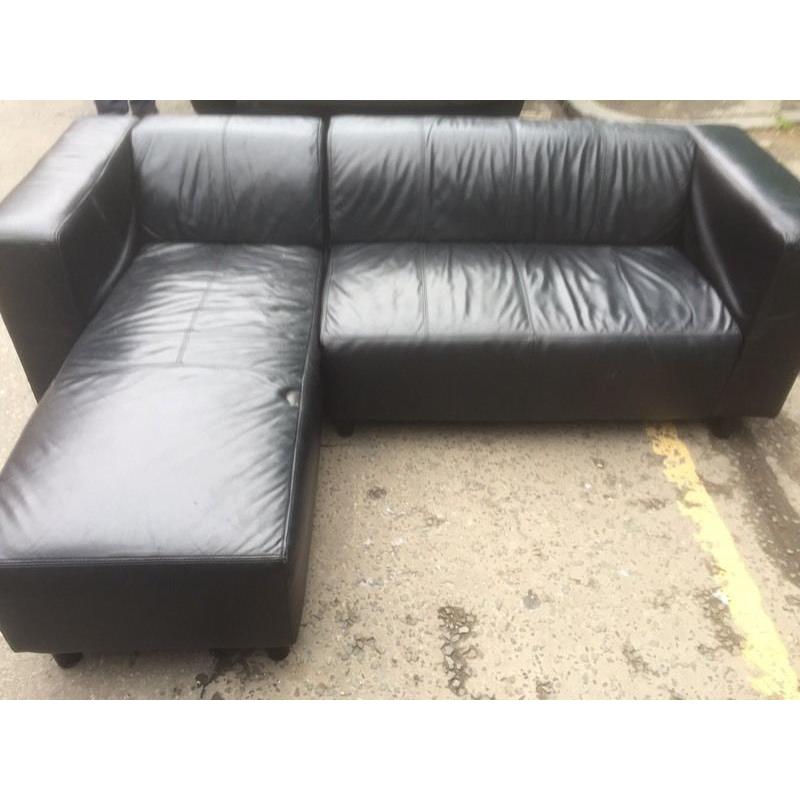 Black leather corner sofa. Can deliver!!