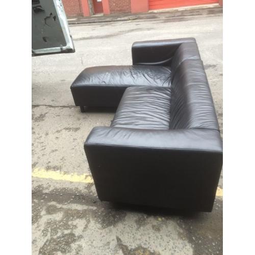 Black leather corner sofa. Can deliver!!
