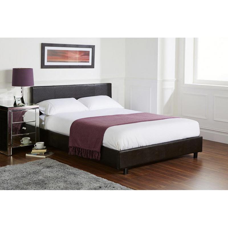 **100% GUARANTEED PRICE!**Double/Small Double Leather Bed With Eco-SPrung 8inch Dual Sided Mattress