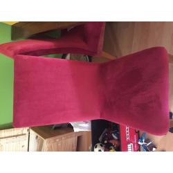 large mahagony very sturdy 6-8 seater dining table and 6 high fabric chairs