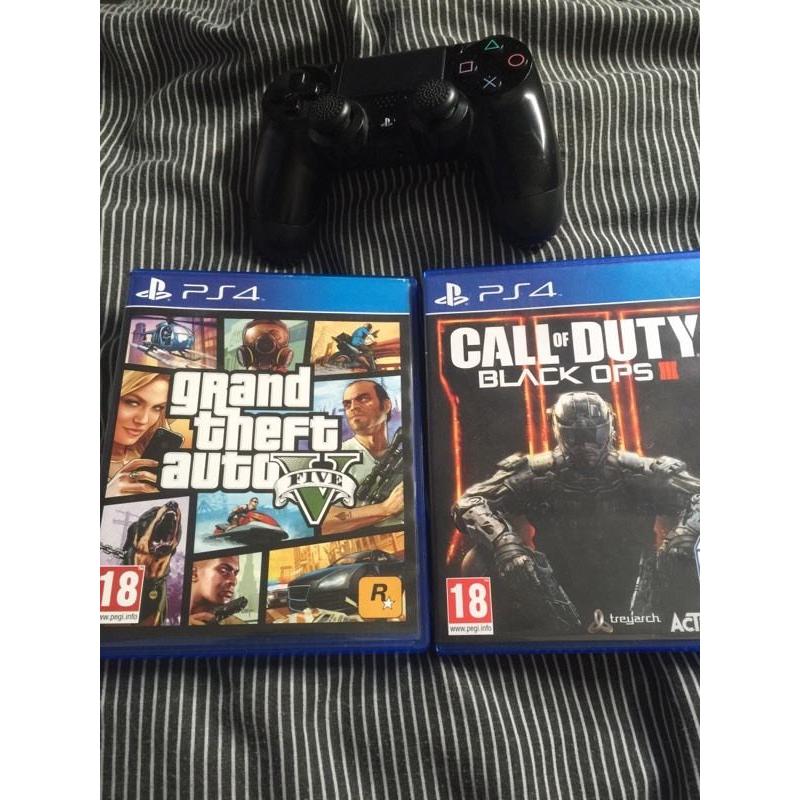 PlayStation 4 with 2 games and one controller