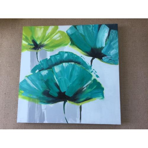 Flower canvas - green/ turquoise