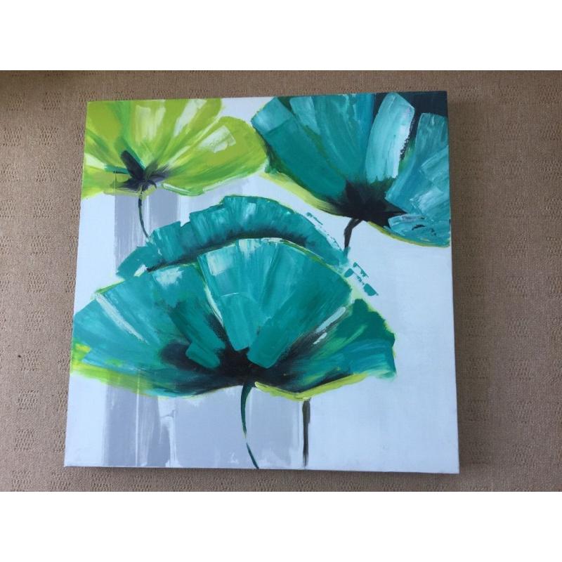 Flower canvas - green/ turquoise
