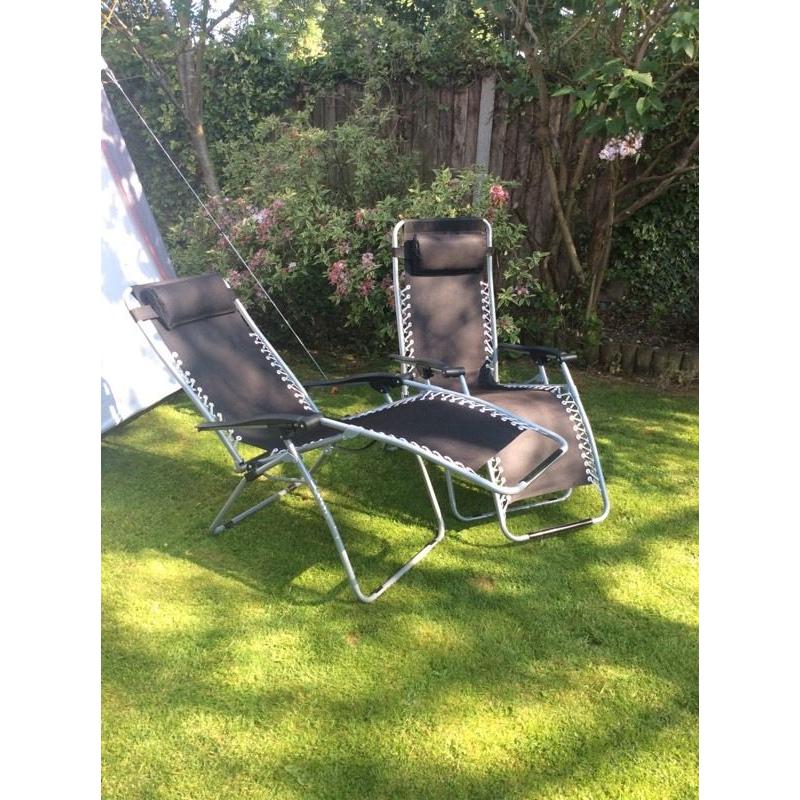 Pair of reclining camping chairs