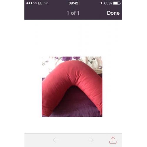 Red V shaped PiLLow cushion
