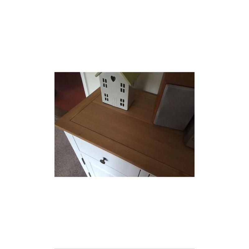 White Sideboard With Wooden Top