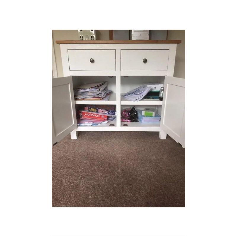 White Sideboard With Wooden Top