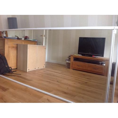 Mirrored sliding wardrobe doors x2