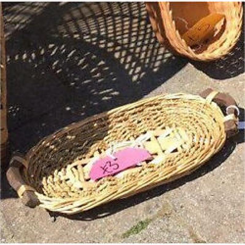 Vintage Wicker Tray Cane Bamboo Tableware Retro Rustic Country Shabby Chic
