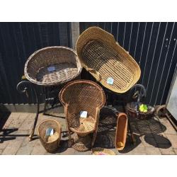 Vintage Wicker Tray Cane Bamboo Tableware Retro Rustic Country Shabby Chic