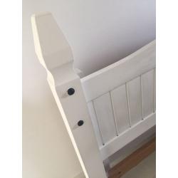 Solid pine double bed vintage white