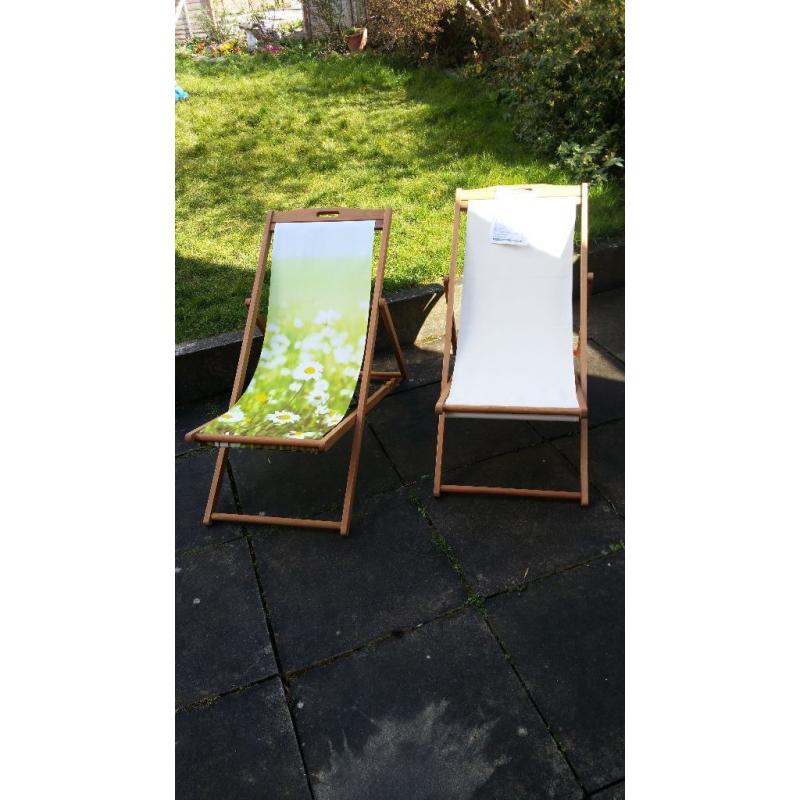 Garden Deck Chair - Cream or Meadow Flowers. (2 available)