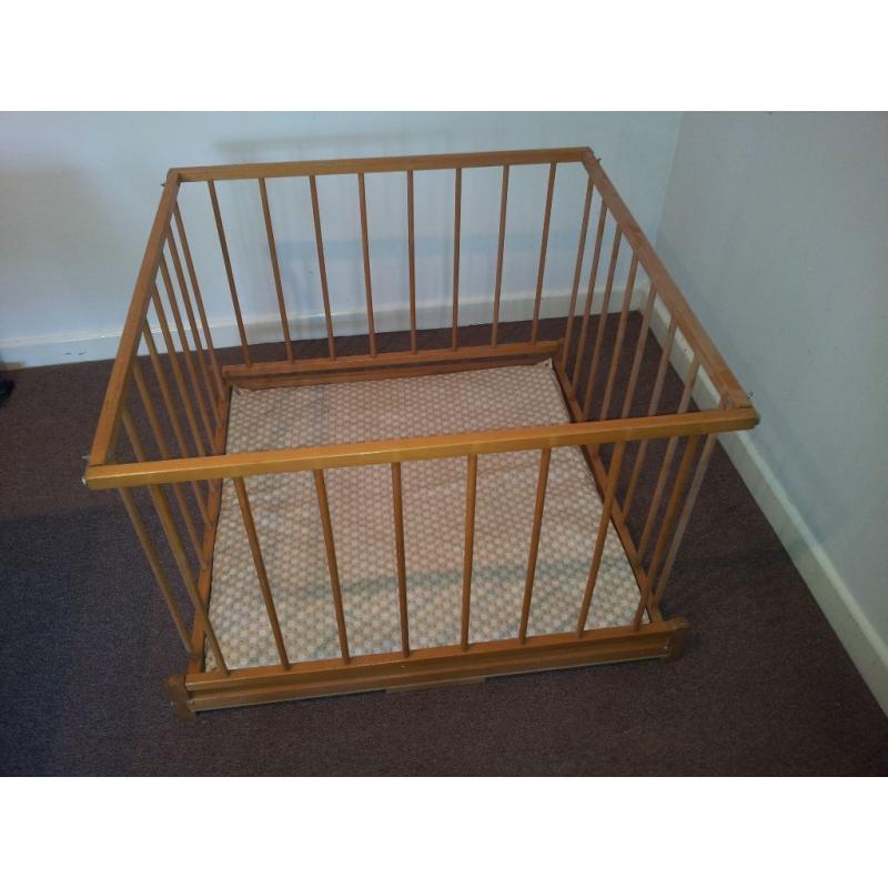 Wooden Playpen in very good condition with playmat