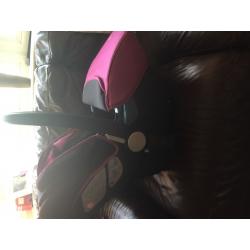 Silver cross new born car seat in raspberry.