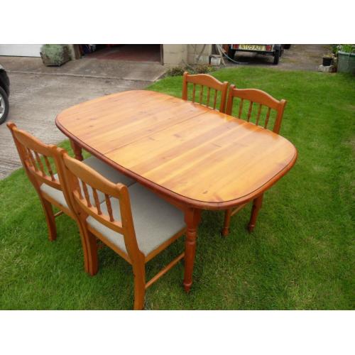 Pine table and chairs.