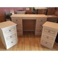 Limed Oak Dressing Table and 2 Bedside Tables