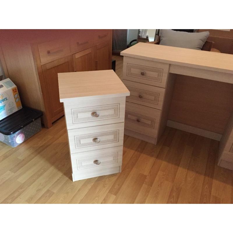 Limed Oak Dressing Table and 2 Bedside Tables