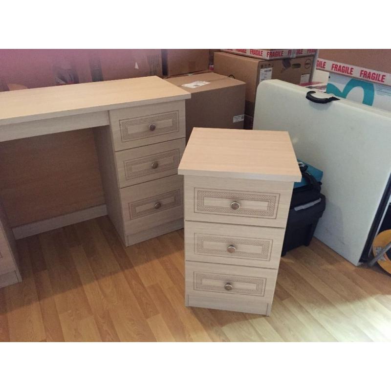 Limed Oak Dressing Table and 2 Bedside Tables