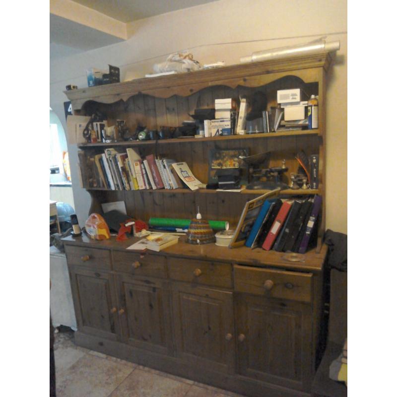 Solid pine Welsh dresser.
