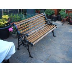Fully refurbished Small Cast Iron Bench with Oak Slats