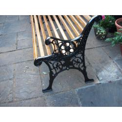 Fully refurbished Small Cast Iron Bench with Oak Slats